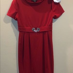 Perceptions Petite Women’s Dress Red Short Sleeves Sz 6P Holiday Mid-Length [x]